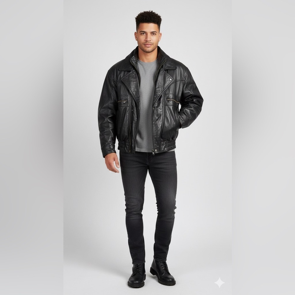 Vintage wilson's 90s bomber leather jacket with zipin vest small pristine condit